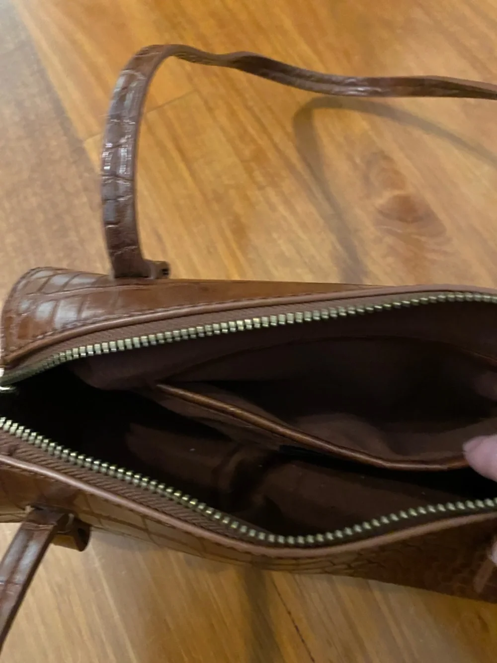 Anthropologie Croc-Embossed Mini Barrel Bag - Picture 3 of 9